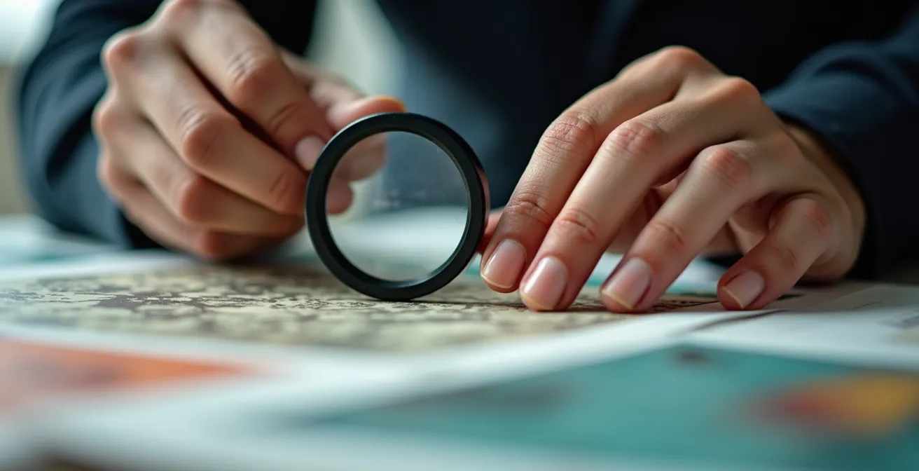 Mains expertes analysant la qualité d'impression avec une loupe de précision